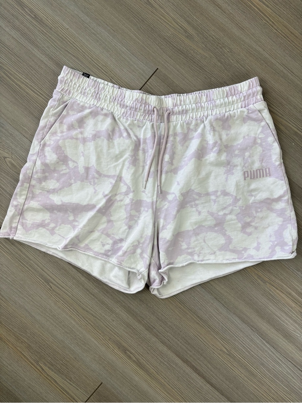 Puma Women's Light Pink & White Tie-Dye Athletic Shorts